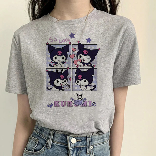 New in Kuromi Top Tee Cartoon T Shirt Sanrio Kuromi Women Manga Tshirt Y2k Graphic Tshirt