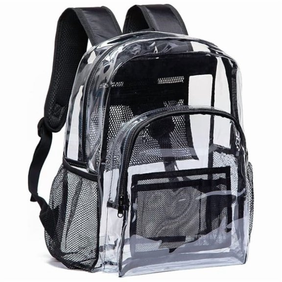 New large transparent backpack with double straps, heavy-duty PVC transparent backpack, student transparent backpack, school bag