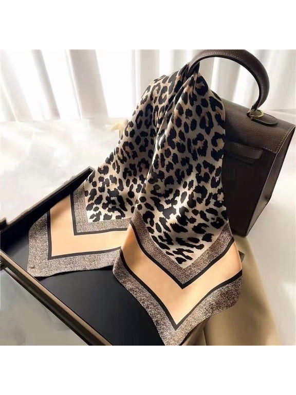 New leopard print silk scarf, small square scarf, 70cm, suitable for all seasons, European and American style, faux silk headscarf, Korean version, paisley print women's scarf