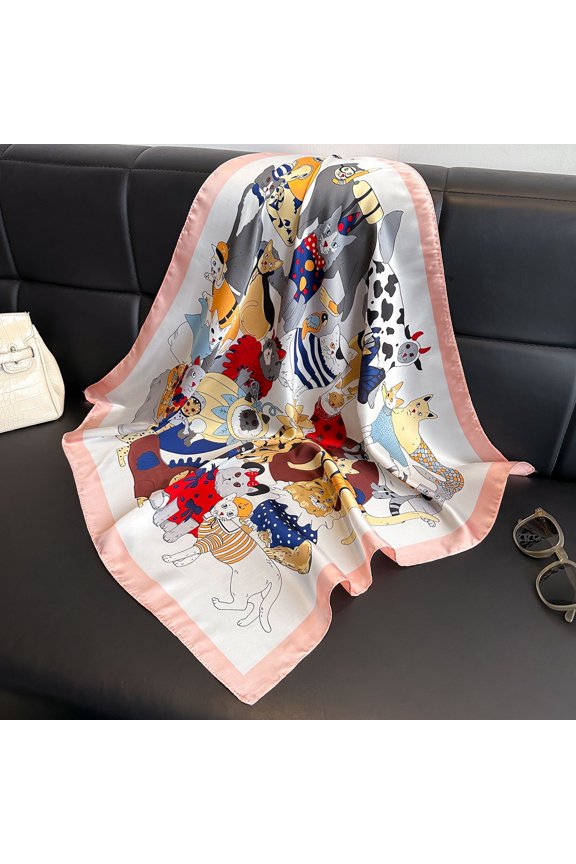 New leopard print silk scarf, small square scarf, 70cm, suitable for all seasons, European and American style, faux silk headscarf, Korean version, paisley print women's scarf