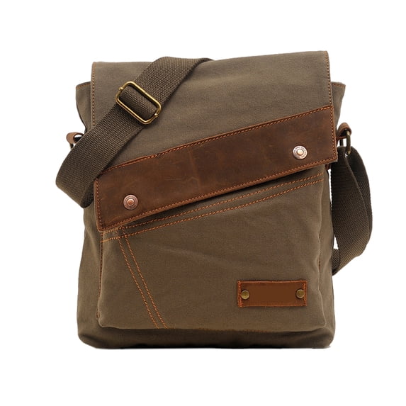 New men's bag canvas bag men's and women's vertical crossbody bag single shoulder bag-green