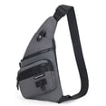 thumbnail image 1 of New men's bag fashion messenger bag-Oxford waterproof student leisure chest bag - grey, 1 of 5