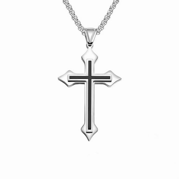 New men's cross necklace five-pointed star necklace flame cross necklace domineering fashion pendant