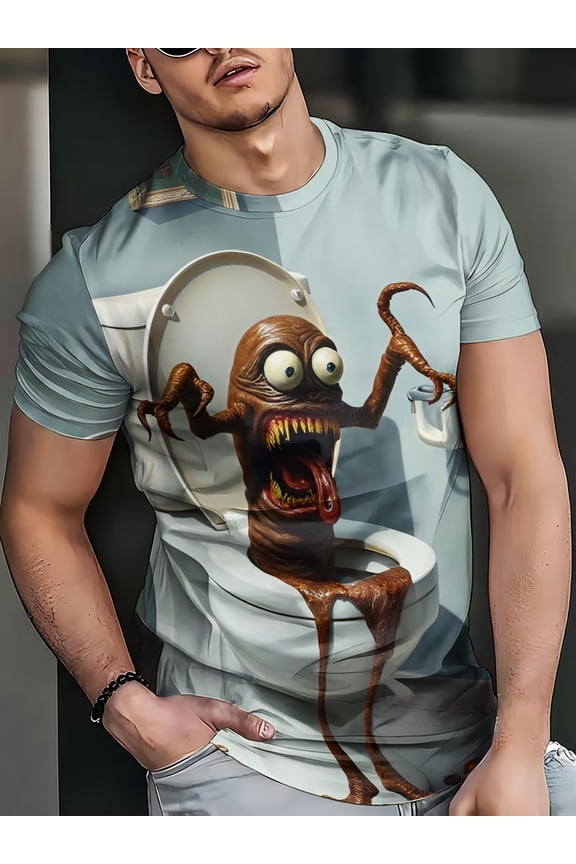 New men's printed fashion short-sleeved T-shirt, new products at the front end of fashion trends, full of bad fun