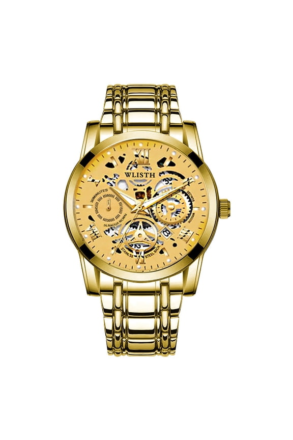 New men's quartz watch, fully automatic watch, fashionable waterproof luminous calendar, trendy men's watch, hollow-out business quartz watch, men's watch