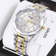 New mens watch, niche versatile quartz watch, mens polygonal waterproof dual-calendar fashion trendy wristwatch