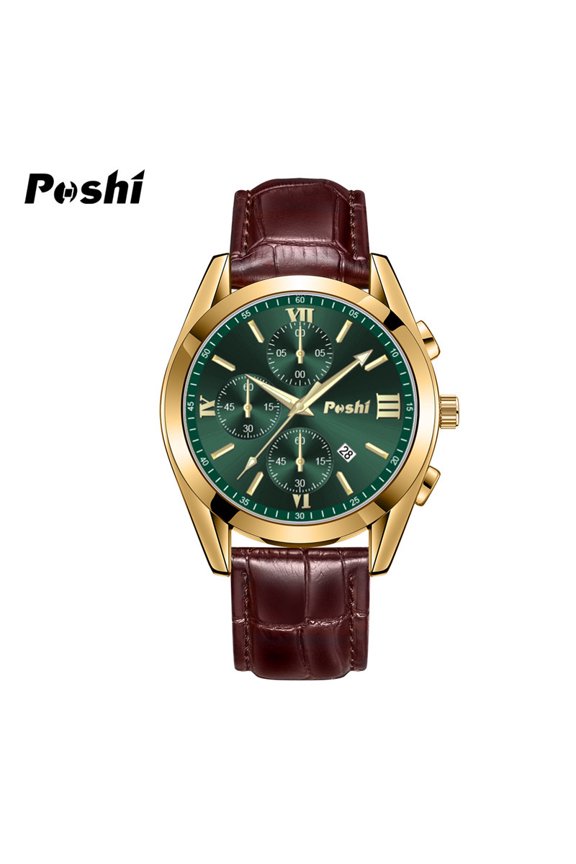New men's watch, quartz watch, luminous fake three-eye quartz watch, trendy men's watch for students, business fashion men's wristwatch