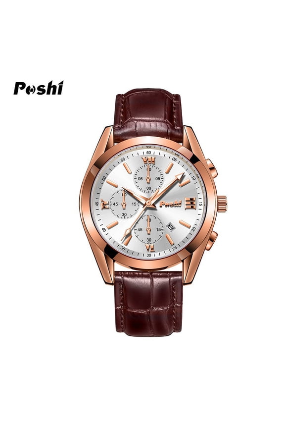 New men's watch, quartz watch, luminous fake three-eye quartz watch, trendy men's watch for students, business fashion men's wristwatch