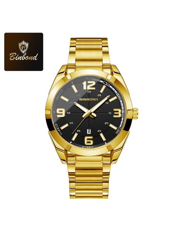 New men's watch with three-dimensional numbers, large dial quartz watch, light luxury steel band men's watch, trendy and fashionable business wristwatch
