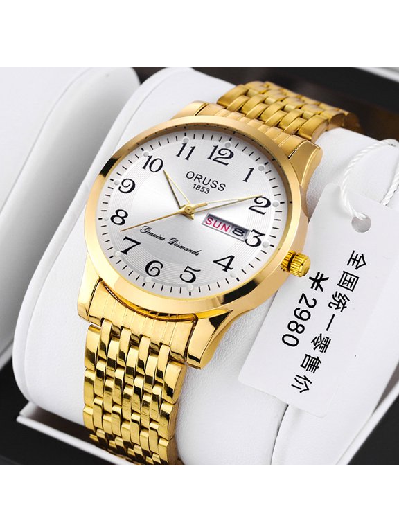 New men's watch, waterproof, super luminous, luxurious wristwatch, men's fashion trendy watch, large display watch for middle-aged and elderly people