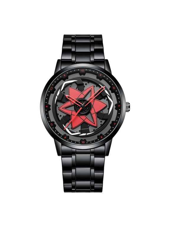 New men's watch with creative waterproof rotating wheel design, fashionable three-dimensional hollow design, quartz wristwatch for men