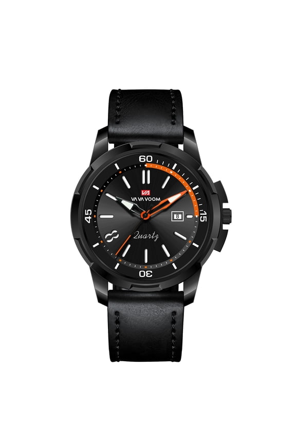New men's watch with leather strap, European and American style quartz watch, business simple calendar, waterproof, luminous, trendy men's wristwatch