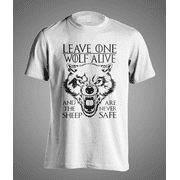 New mens t shirt leave one wolf alive sheep never safe game of throne arya stark