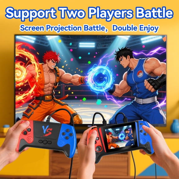 New model Retro handheld portable game console, 3.5-inch HD screen, two-player retro game console, two controllers | Compatible with TV/PC/Projector, perfect for holidays and cozy moments