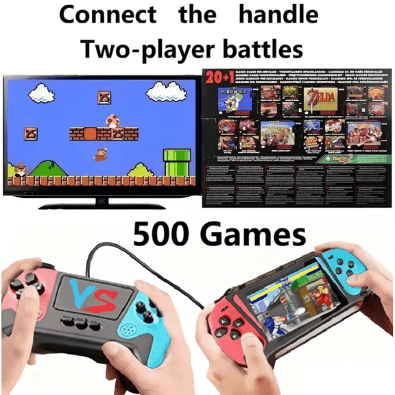 New model Retro handheld portable game console, 3.5-inch HD screen, two-player retro game console, two controllers | Compatible with TV/PC/Projector, perfect for holidays and cozy moments