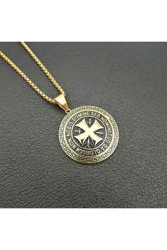 New model The Knights Templar Iron Cross Pendant Necklaces for Men Inlay CZ Stone Red Glaze Cross 14K White Gold