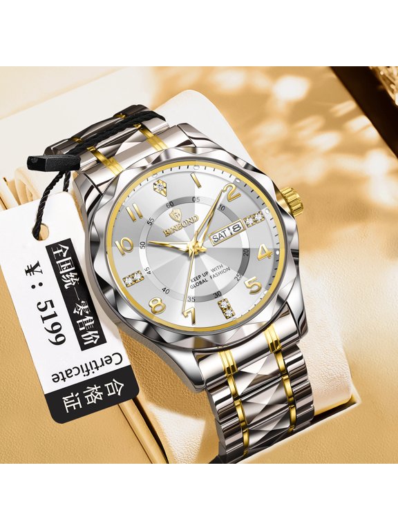 New model men's and women's quartz watch, automatic waterproof, casual high-end business dual calendar watch, men's and women's luminous wristwatch