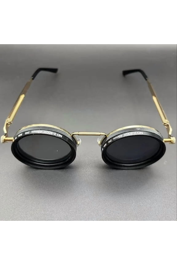 New multi-speed adjustable rotating retro individual steampunk-style fashionable men's glasses and round metallic pure handcrafted fashionable glasses