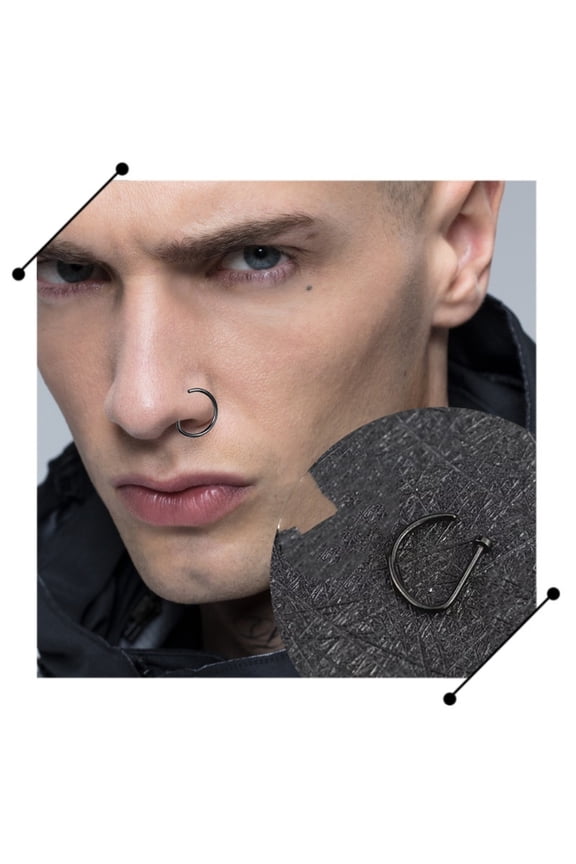 New nose ring for men and women, sexy D-shaped nose ring, piercing punk jewelry, multi-purpose nose ring (two colors optional)