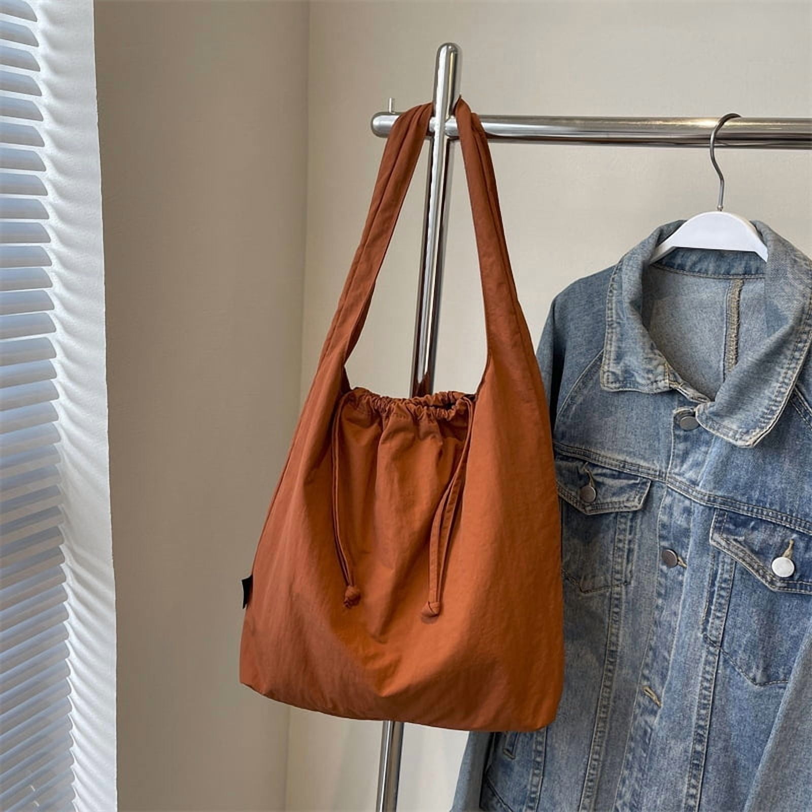New nylon fabric bag, trendy Japanese-style simple solid color tote bag, casual large-capacity versatile shoulder bag, cross-border backpack
