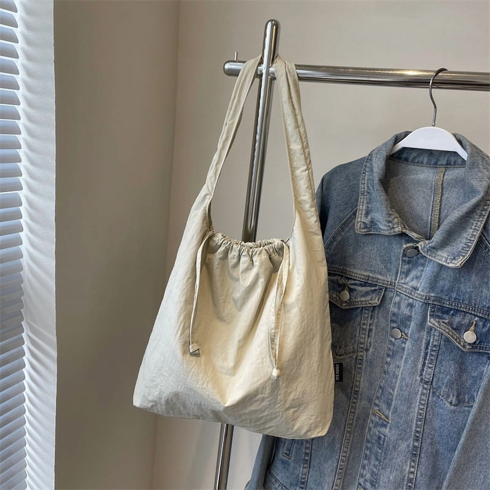 New nylon fabric bag, trendy Japanese-style simple solid color tote bag, casual large-capacity versatile shoulder bag, cross-border backpack