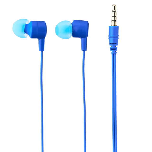 onn Blue Wired Earphones with Microphone