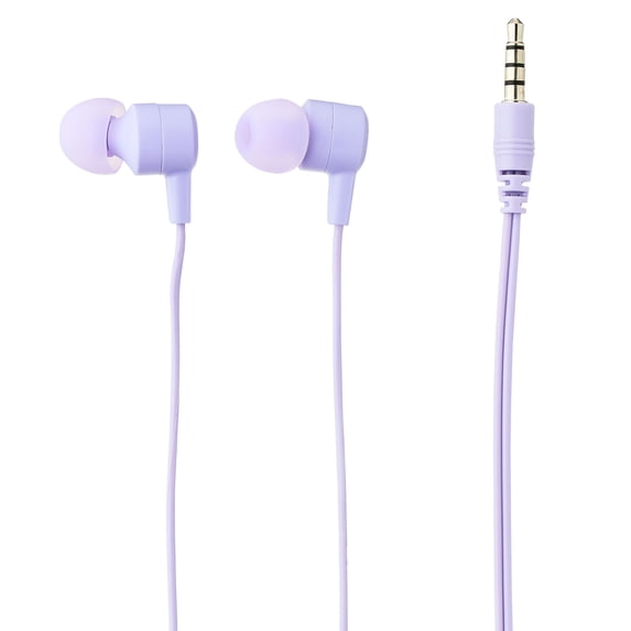 onn Lilac Wired In-Ear Earphones with Built-in Microphone