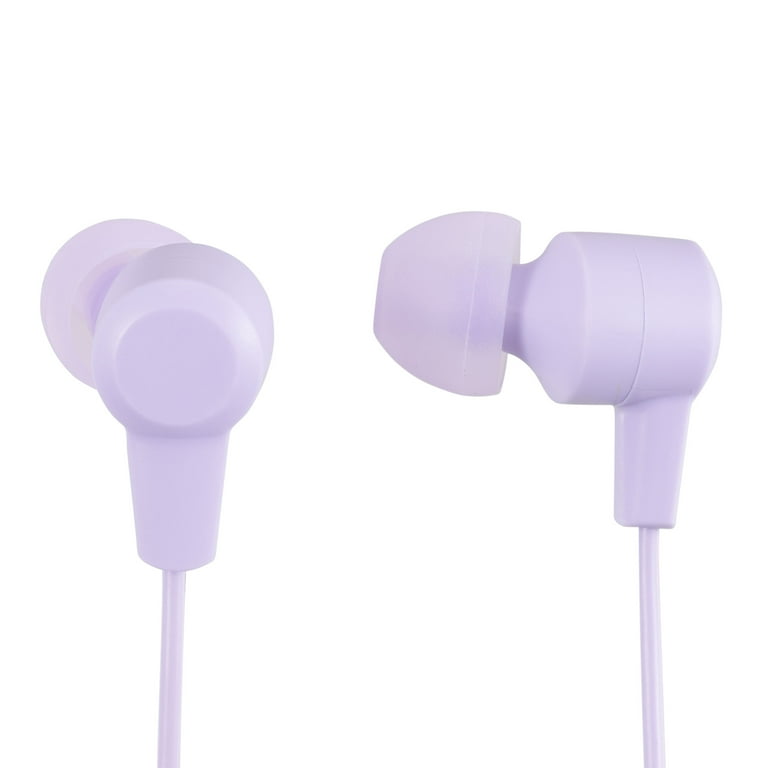 New onn. Wired Earphones with Mic 3.5mm Jack Lilac Walmart