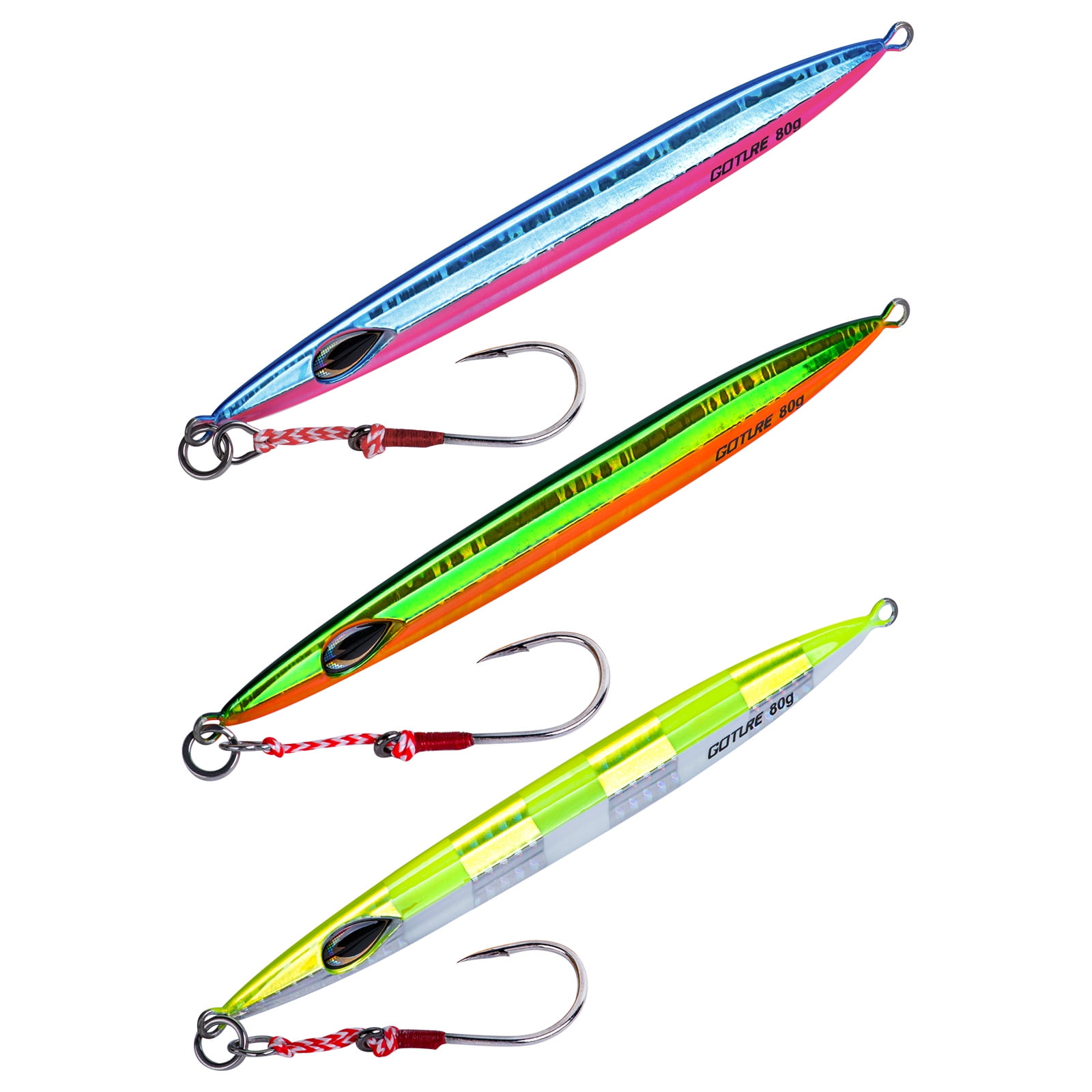 New pattern Goture Glow Slow Pitch Jigs , Double Assist Hook Fishing Jig Lead Saltwater Jigging