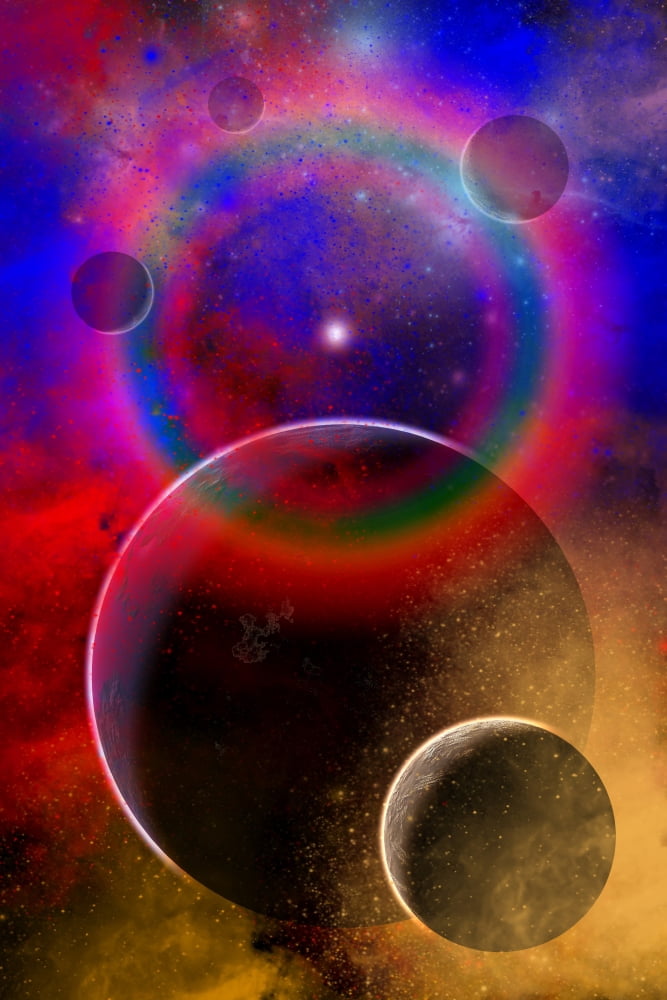New planets and solar systems forming within a gaseous nebula Canvas Art - Mark StevensonStocktrek Images (12 x 18)