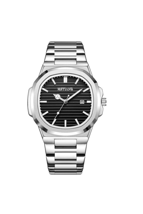 New quartz watch for men, vintage square watch, men's steel band business versatile casual luminous waterproof men's wristwatch