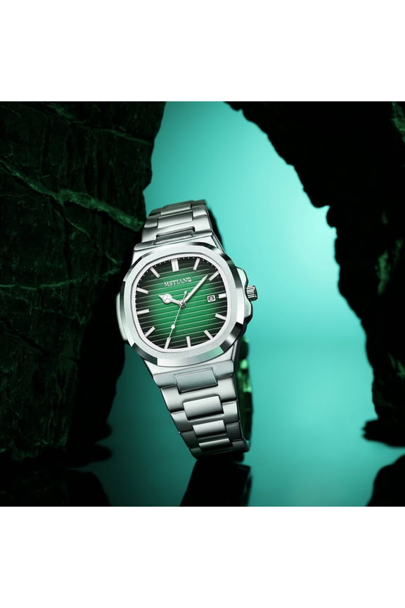 New quartz watch for men, vintage square watch, men's steel band business versatile casual luminous waterproof men's wristwatch