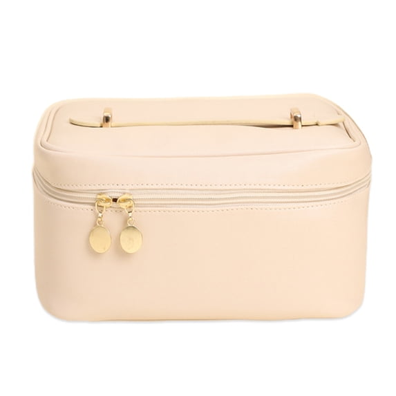 New retro simple antique square storage bag PU leather removable portable cosmetic bag - white