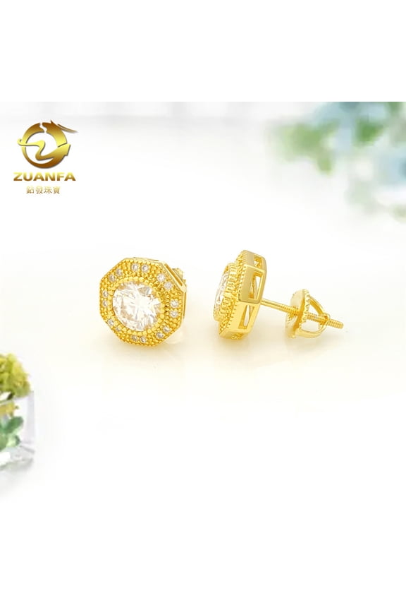 New s925 pure silver 6.0mm earrings VVS Mozambique European and American classic earrings for men and women