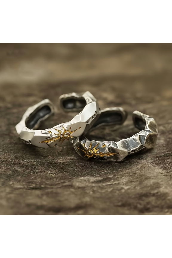 New self-discipline ring trendy brand men's wishing stone unique ring high-end,Silver