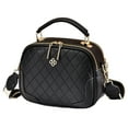 thumbnail image 1 of New simple plaid ladies' small square bag artificial leather hand bill shoulder crossbody bag - black, 1 of 5