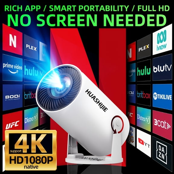 New smart Projector For Home Use, Ultra HD 1080P native for home Theater, mobile Screen Mirroring, Bedroom, Dorm, Student, Supports 4K, Mini, Valentine'S Day, , Day Gift