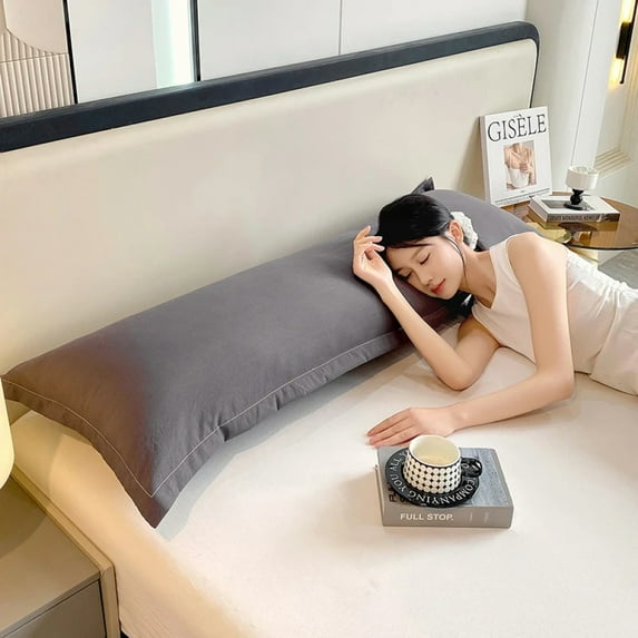 New solid-color washed double long pillowcases, couple pillowcases 48*100cm, 120cm, 150cm, 180cm (without core)