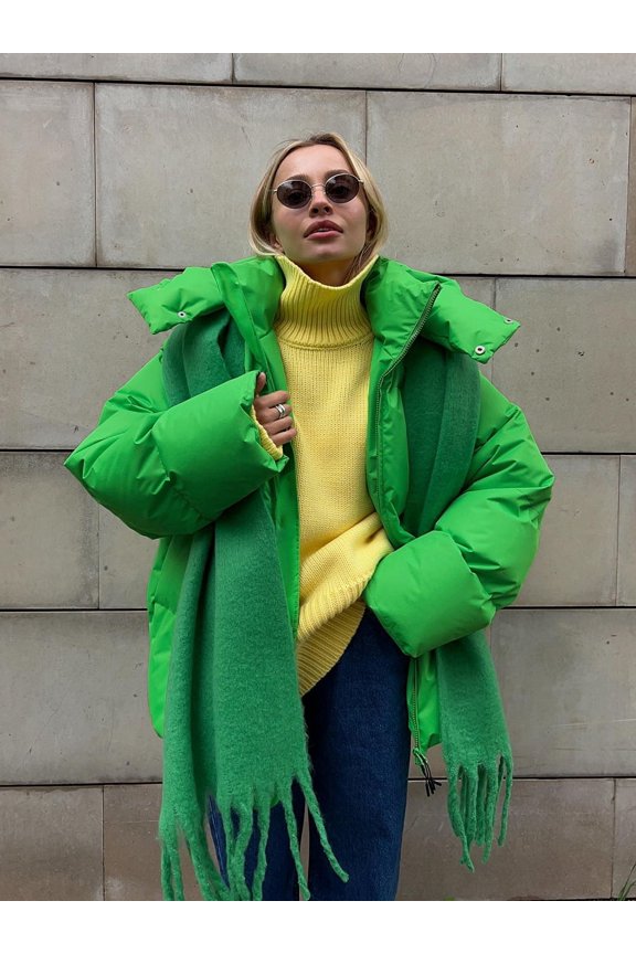 New street style hooded winter jacket (M, IrishGreen)