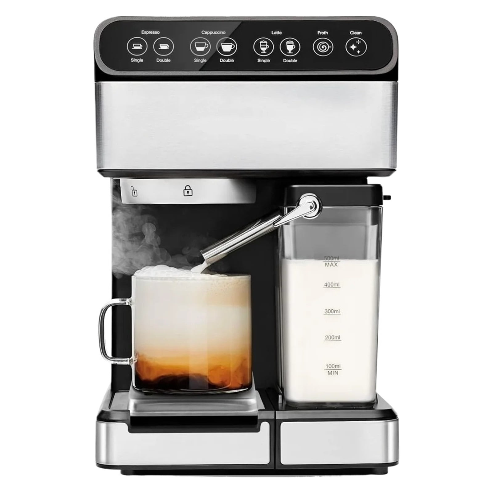 New style 6 In 1 Espresso Machine Builtin Milk Frother Coffee machine