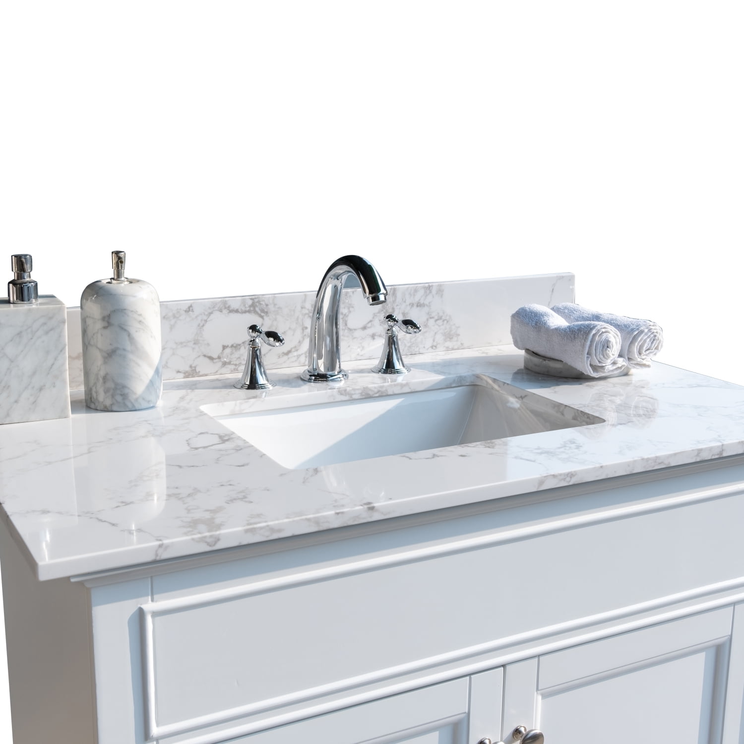 New style Montary 37-inch Carrara white bathroom vanity top with ...