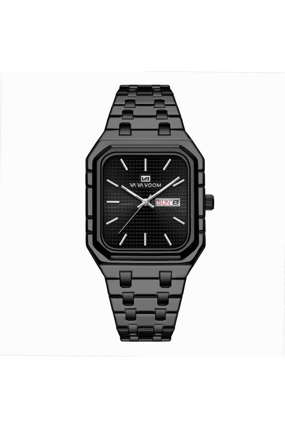 New style business-casual men's watch. It features a simple and fashionable design, a square dial with luminous function, and a steel strap with a gradient gold color