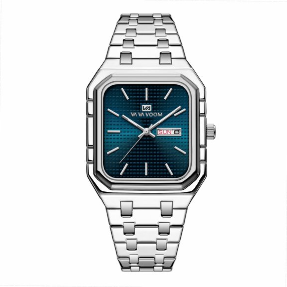 New style business-casual men's watch. It features a simple and fashionable design, a square dial with luminous function, and a steel strap with a gradient gold color