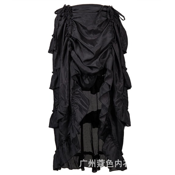 New style female modern dance hip-hop street dance performance skirt Halloween ethnic dance stage performance skirt pirate skirt-Black-S