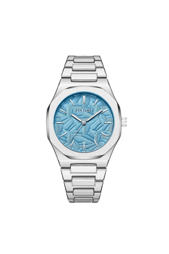 New stylish business men's watch with three-dimensional embossed leaves, waterproof quartz movement, men's wristwatch, fashionable and trendy