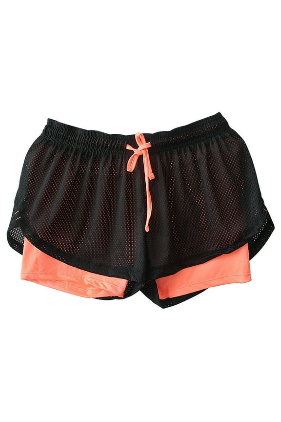 New summer arrivals Olyvenn Women's 2 in 1 Running Shorts Mesh Workout Gym Fitness Athletic Shorts Quick Dry Sports Shorts with Liner Pockets Orange 8