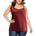 thumbnail image 1 of New summer arrivals Olyvenn Women's Plus Size Camisole Tops Adjustable Spaghetti Strap Built in Bra Cami Tank Tops Relaxed Fit Cotton Undershirts Wine XXXXL, 1 of 6