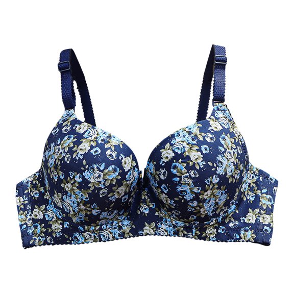 New summer arrivals SMihono Stylish Bras for Women Full Coverage Supportive Lightly Lined Floral Lace Bra Wireless Push Up Sleeping Bras Blue 42