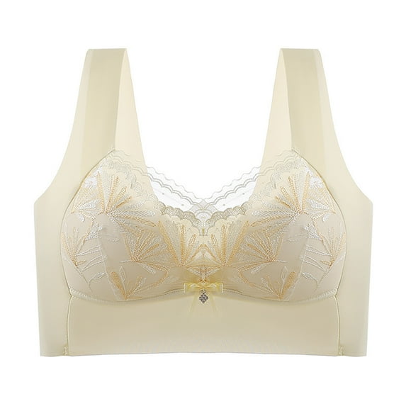 New summer arrivals SMihono Womens Lace Floral Bras Push Up Gathering Minimizer Bra Full Coverage Bra Seamless Comfortable Breathable Underwear Beige XXXL