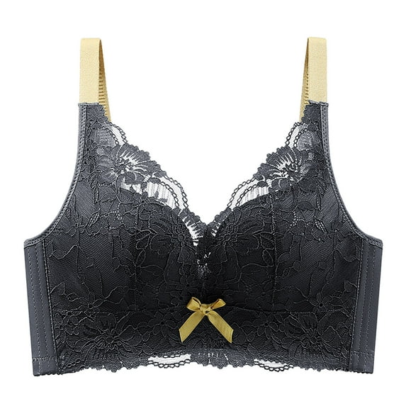 New summer arrivals SMihono Womens Wireless T-Shirt Bras Sexy Push Up Floral Lace Bralette Seamless Comfort Full-Coverage Everyday Bra 2025 Black L